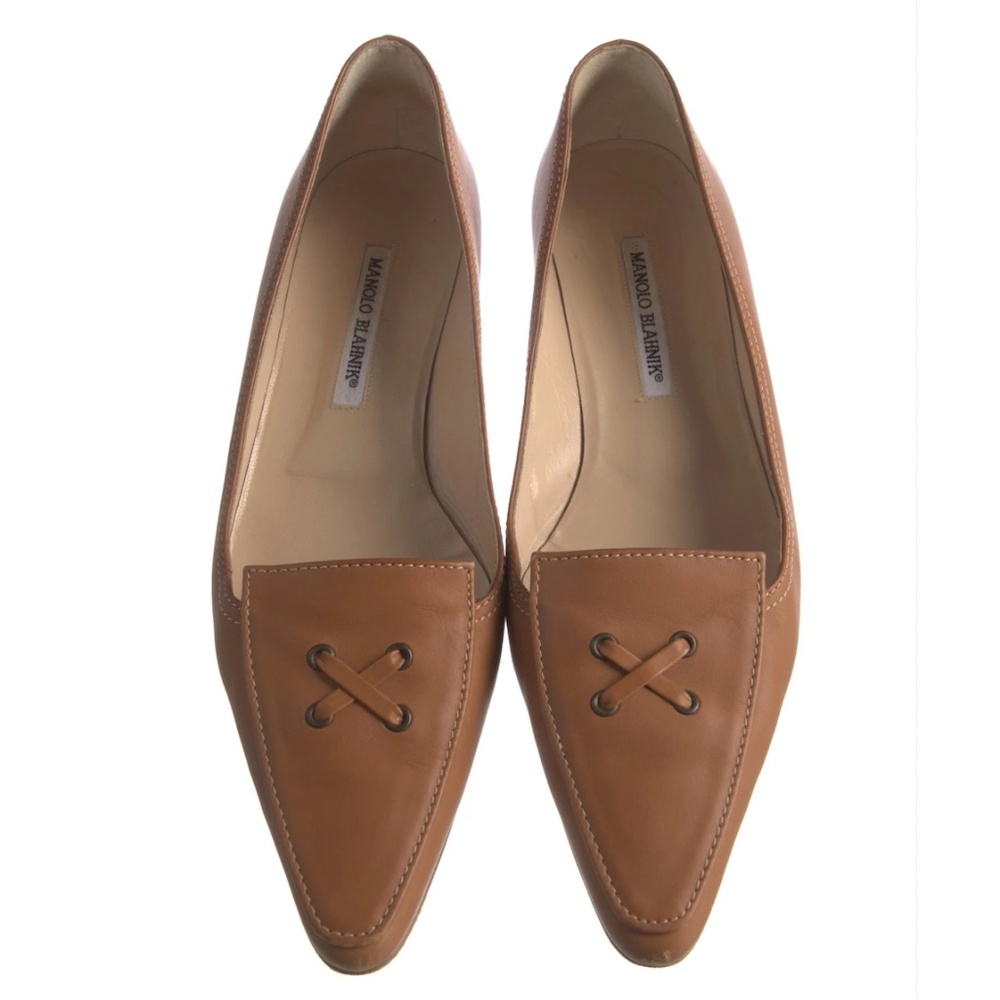 Manolo Blahnik tan leather loafers, Womens Size 10US / 40IT